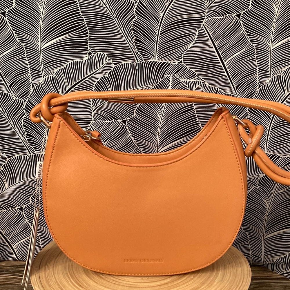 Urban Originals Vegan Peach Crescent Shoulder Bag with Adjustable Strap